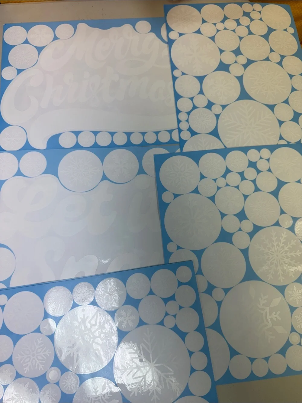 White Snowflake Window Clings Holiday Decorative Decals 8 sheets Merry Christmas